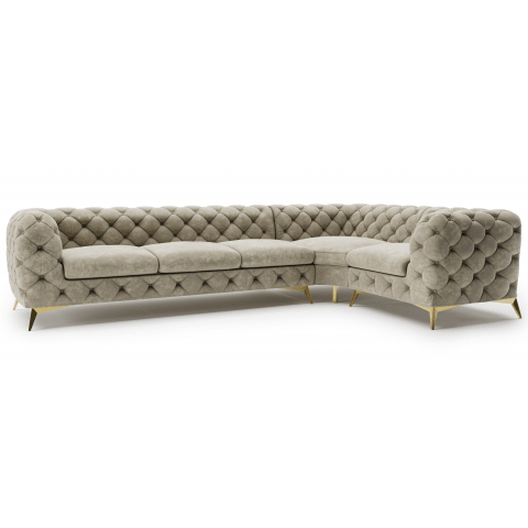 Narożnik pięcioosobowy luksusowy pikowany Chesterfield TEO 3+E+1