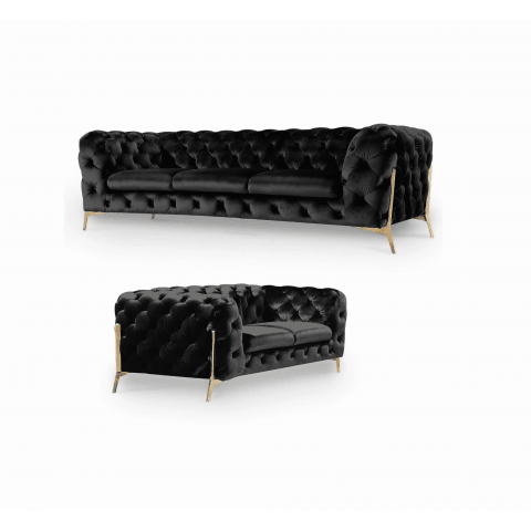 Zestaw mebli pikowanych glamour luksusowy 3+2 TEO HIGH