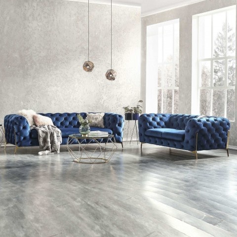 Zestaw mebli pikowanych glamour luksusowy 3+2 TEO HIGH