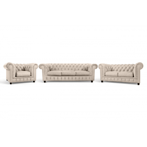Zestaw mebli pikowanych glamour Chesterfield 3+2+1 SOLARIS