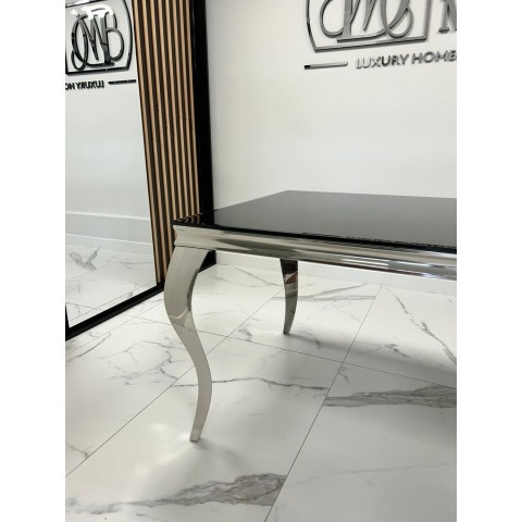 Stół elegance glamour srebrny z czarnym szkłem 160x90
