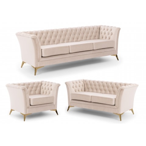 Zestaw mebli pikowanych Chesterfield 3+2+1 Hasso Bis