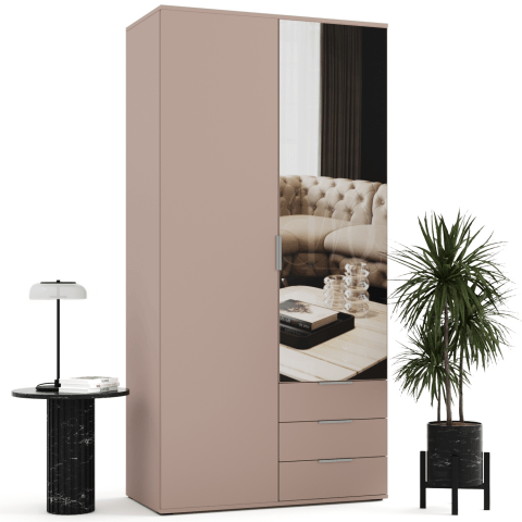 Szafa uchylna dwudrzwiowa z szufladami i lustrem na wymiar Mobi