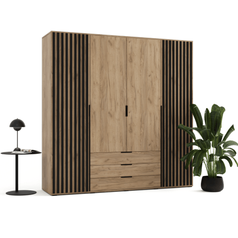 Szafa uchylna czterodrzwiowa z szufladami i lamelami na wymiar Lima