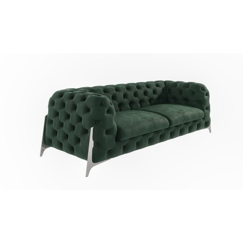 Sofa butelkowa zieleń trzyosobowa pikowana Chesterfield KALIFORNIA 3