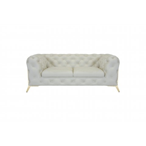Kremowa sofa dwuosobowa pikowana glamour Chesterfield TEO HIGH 2