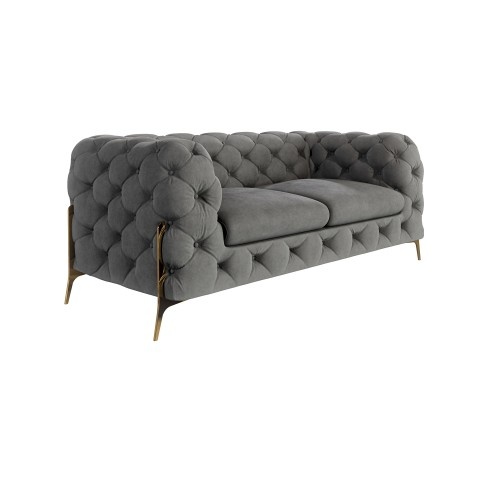 Sofa Chesterfield dwuosobowa w kolorze szarym pikowana glamour  TEO HIGH 2