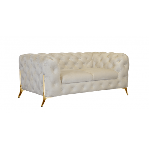Kremowa sofa dwuosobowa pikowana glamour Chesterfield TEO HIGH 2