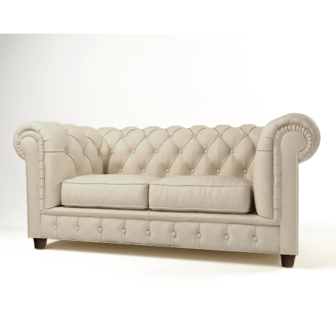 Beżowa sofa welurowa dwuosobowa pikowana Chesterfield SOLARIS 2