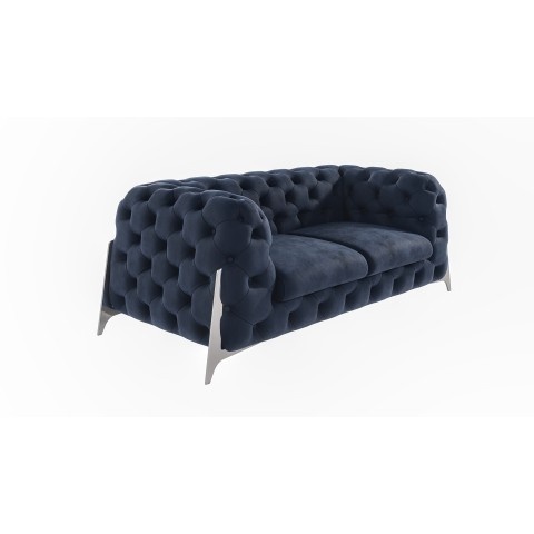 Sofa dwuosobowa pikowana welurowa granatowa glamour Chesterfield KALIFORNIA 2