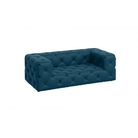 Komfortowa granatowa sofa dwuosobowa pikowana Chesterfield BENTLEY