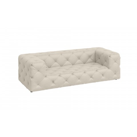 Sofa trzyosobowa Chesterfield Bentley kolor jasnobeżowy, pikowana idealna do pokoju dziennego