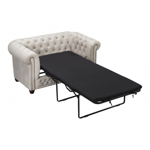 Beżowa sofa dwuosobowa z funkcją spania pikowana Chesterfield FELIX 2