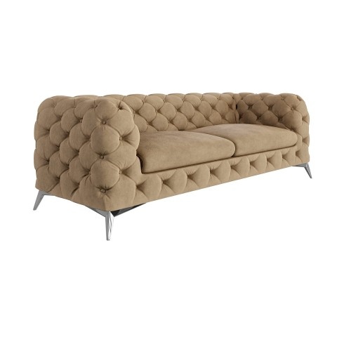 TEO 2,5 – trzyosobowa sofa Chesterfield glamour ciepły beż do salonu