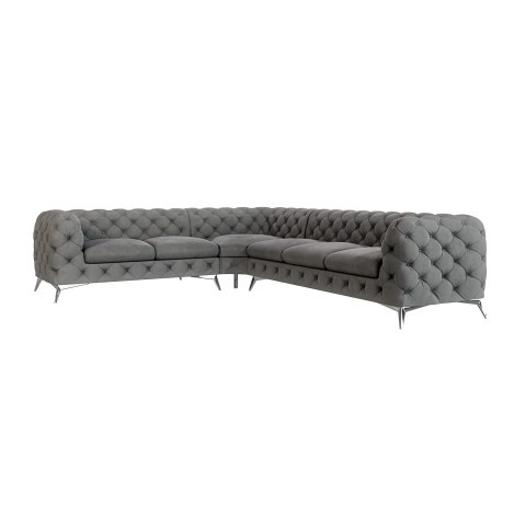 Narożnik sześcioosobowy pikowany glamour Chesterfield TEO 2+E+3