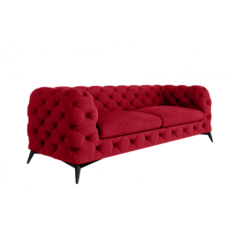 TEO 2,5 – trzyosobowa czerwona sofa pikowana w stylu glamour Chesterfield
