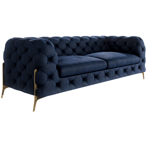 TEO HIGH 2,5 – sofa pikowana trzyosobowa Chesterfield w granatowym odcieniu