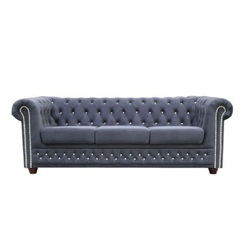 Sofa z funkcją spania pikowana z kryształkami Chesterfield FELIX BLINK 3 - Antracyt