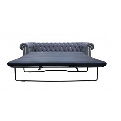 Sofa z funkcją spania pikowana z kryształkami Chesterfield FELIX BLINK 3 - Antracyt