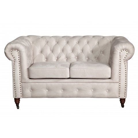 Mała sofa dwuosobowa szara pikowana Chesterfield VINCENT - idealna do salonu