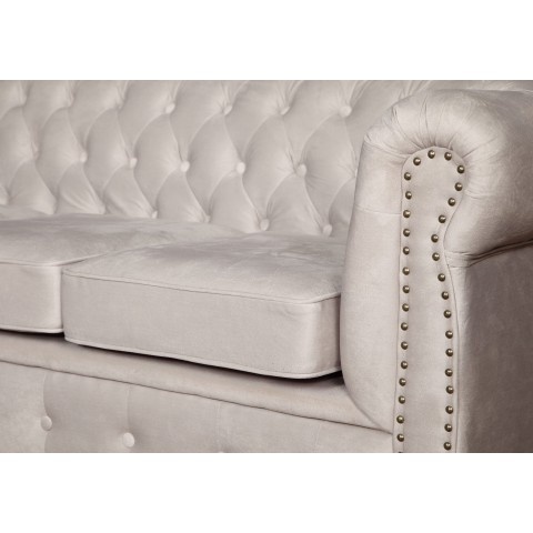 Sofa pikowana VINCENT Chesterfield – szara, stylowa, idealna do salonu