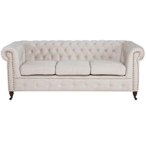 Sofa pikowana VINCENT Chesterfield – szara, stylowa, idealna do salonu