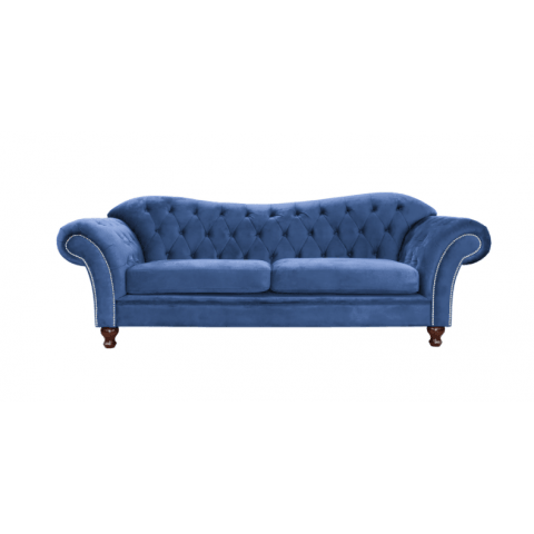Chesterfield PARIS kobaltowa – elegancka sofa trzyosobowa do salonu