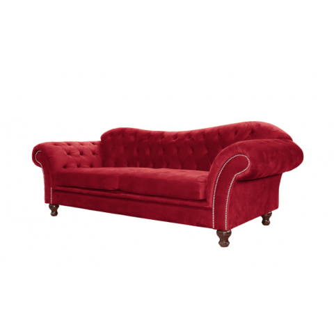 Wygodna sofa trzyosobowa Paris Chesterfield– w kolorze czerwonym