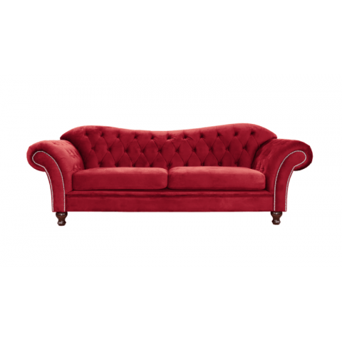 Wygodna sofa trzyosobowa Paris Chesterfield– w kolorze czerwonym