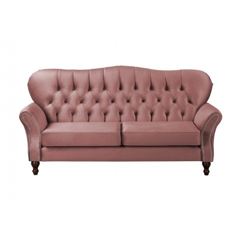 Sofa trzyosobowa BOGOTA pudrowy róż – pikowana, stylowa i komfortowa