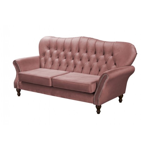 Sofa trzyosobowa BOGOTA pudrowy róż – pikowana, stylowa i komfortowa