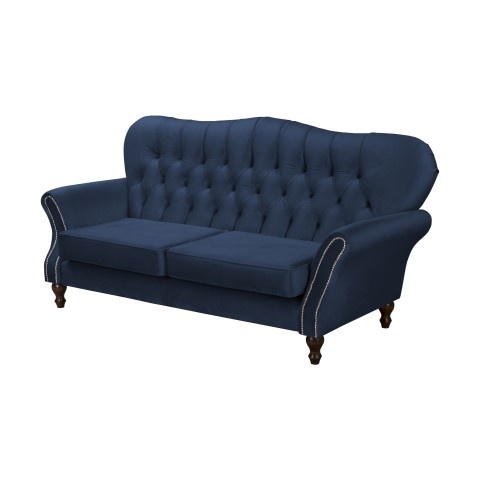 Sofa trzyosobowa BOGOTA pikowana w kolorze granatowym – styl Chesterfield