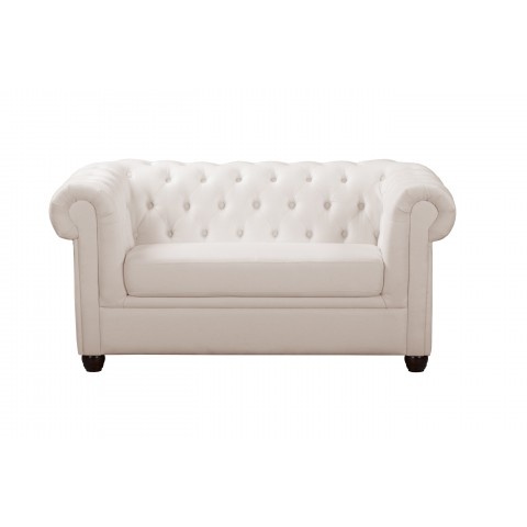 Kremowa mała sofa pikowana SYDNEY – klasyka Chesterfield do salonu