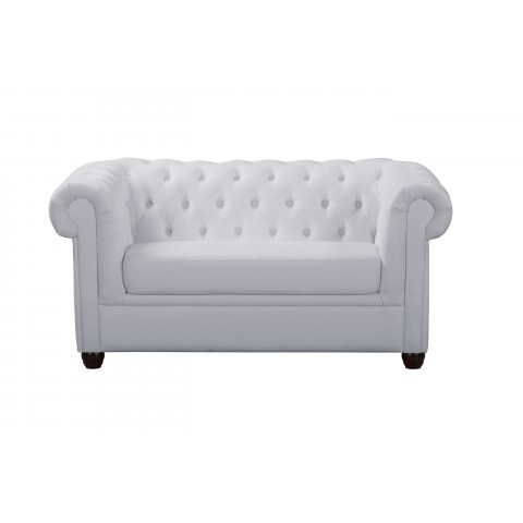 Sofa SYDNEY w kolorze popielatym – pikowana, klasyczna, dwuosobowa