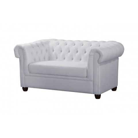 Sofa SYDNEY w kolorze popielatym – pikowana, klasyczna, dwuosobowa