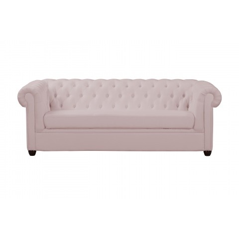 Różowa sofa pikowana Chesterfield SYDNEY – stylowa 3-osobowa propozycja