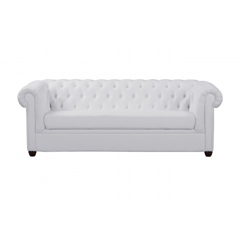 Sofa Chesterfield SYDNEY popielata – 3-osobowa, pikowana, stylowa