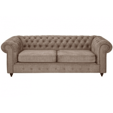 VALENCIA w kolorze beżowym – sofa Chesterfield 3-osobowa do salonu