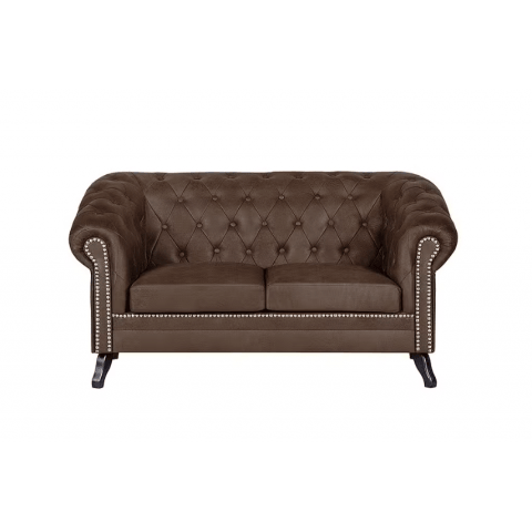 Elegancka sofa dwuosobowa w kolorze brązowym pikowana GOWEL