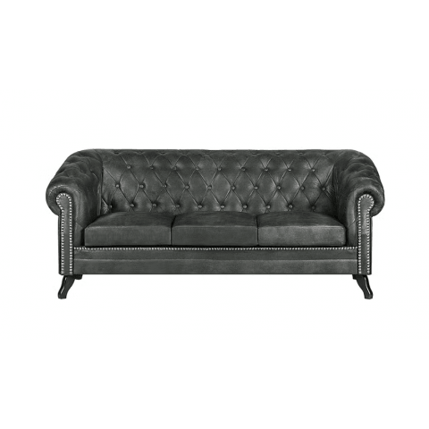 Sofa trzyosobowa pikowana Chesterfield GOWEL Imitacja skóry, Mikrofibra