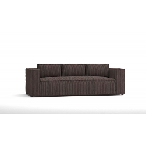 Esmo – sofa trzyosobowa, tapicerowana brązowym sztruksem