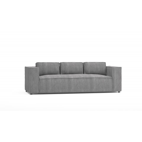 Trzyosobowa szara sofa Esmo w tkaninie sztruks idealna do salonu