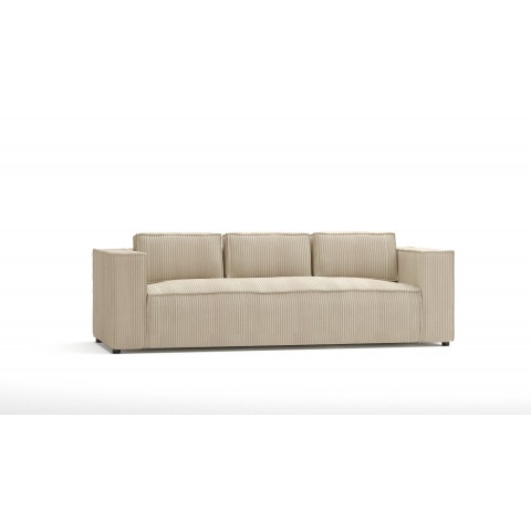 Kremowa sztruksowa sofa trzyosobowa Esmo – jasna i nowoczesna