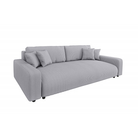 Jasnoszara sztruksowa sofa trzyosobowa Sergio – wygodna kanapa z funkcją spania
