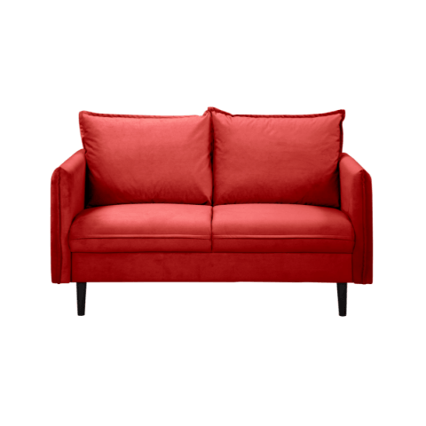 Czerwona sofa dwuosobowa Verto – klasyczna, wygodna sofa welurowa do salonu