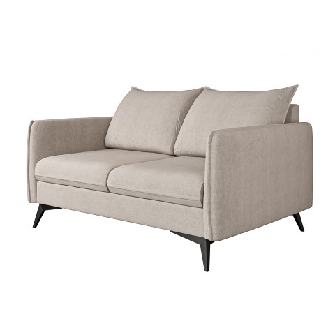 Sofa Verto High beżowa – welurowa, lekka forma na metalowych nóżkach