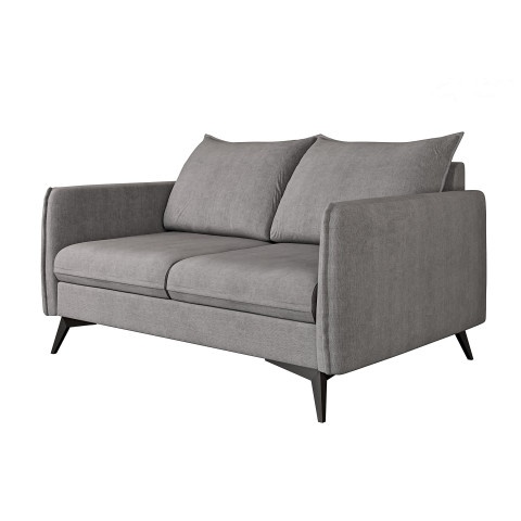 Wygodna sofa szara w welurze – Verto High dwuosobowa, na wysokich nogach