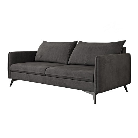 Grafitowa sofa trzyosobowa Verto High – elegancka, welurowa, na metalowych nóżkach