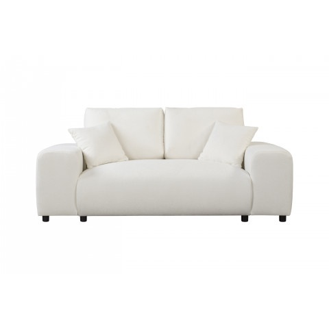 Sofa dwuosobowa Candi śmietankowa – nowoczesna, wygodna, z poduszkami, do salonu