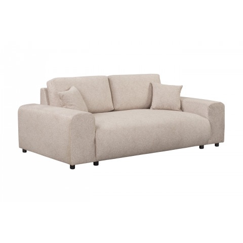 Beżowa sofa Candi – trzyosobowa, nowoczesna, z poduszkami, idealna do przytulnego salonu